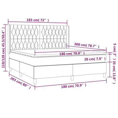 Boxspringbett mit Matratze & LED Dunkelgrau 180x200 cm Samt