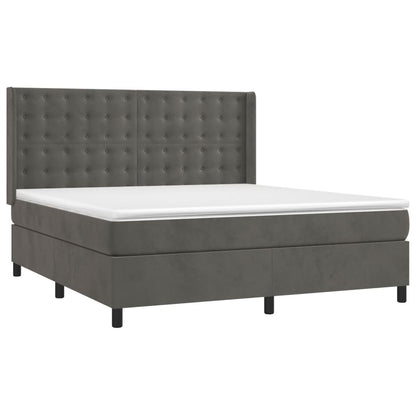 Boxspringbett mit Matratze & LED Dunkelgrau 160x200 cm Samt