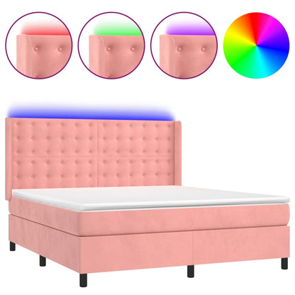 Boxspringbett mit Matratze & LED Rosa 180x200 cm Samt