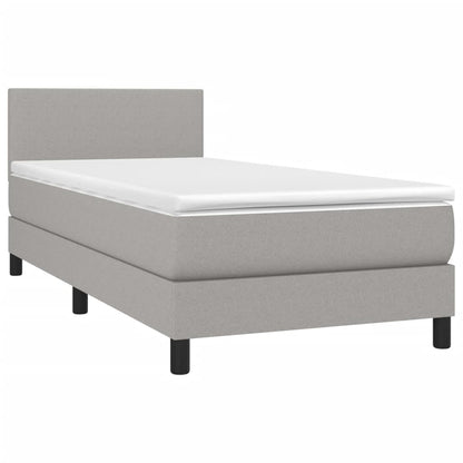 Boxspringbett mit Matratze & LED Hellgrau 90x200 cm Stoff