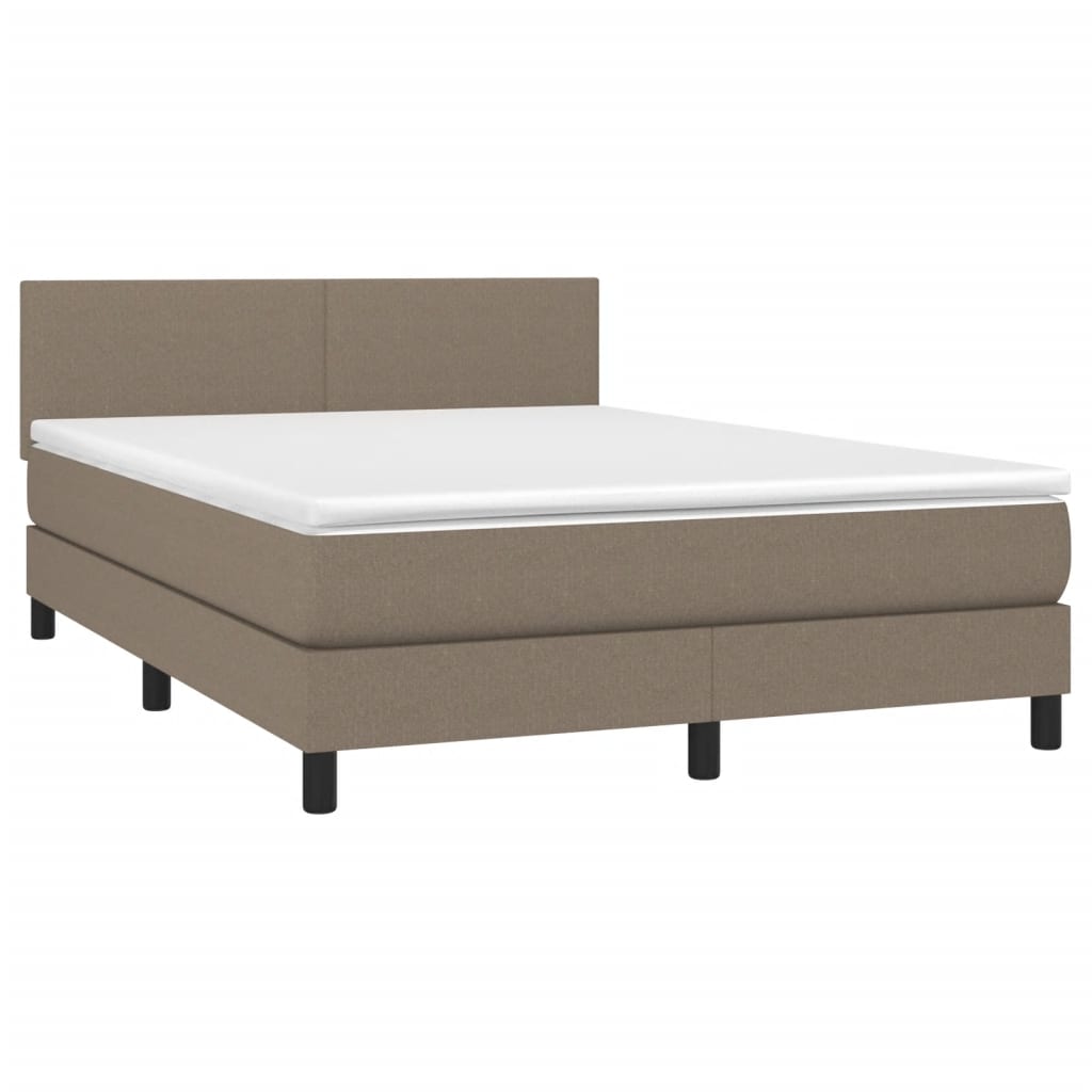 Boxspringbett mit Matratze & LED Taupe 140x200 cm Stoff