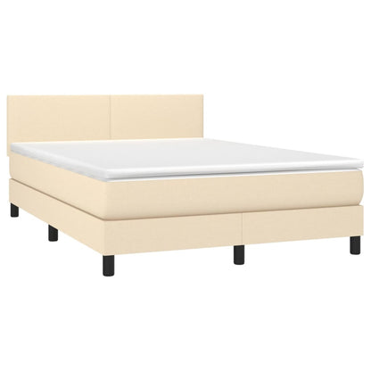 Boxspringbett mit Matratze & LED Creme 140x200 cm Stoff