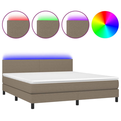 Boxspringbett mit Matratze & LED Taupe 160x200 cm Stoff