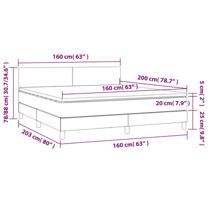 Boxspringbett mit Matratze & LED Taupe 160x200 cm Stoff