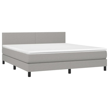 Boxspringbett mit Matratze & LED Hellgrau 180x200 cm Stoff