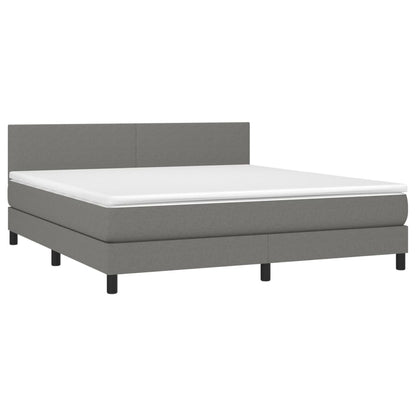 Boxspringbett mit Matratze & LED Dunkelgrau 180x200 cm Stoff