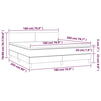 Boxspringbett mit Matratze & LED Dunkelgrau 180x200 cm Stoff