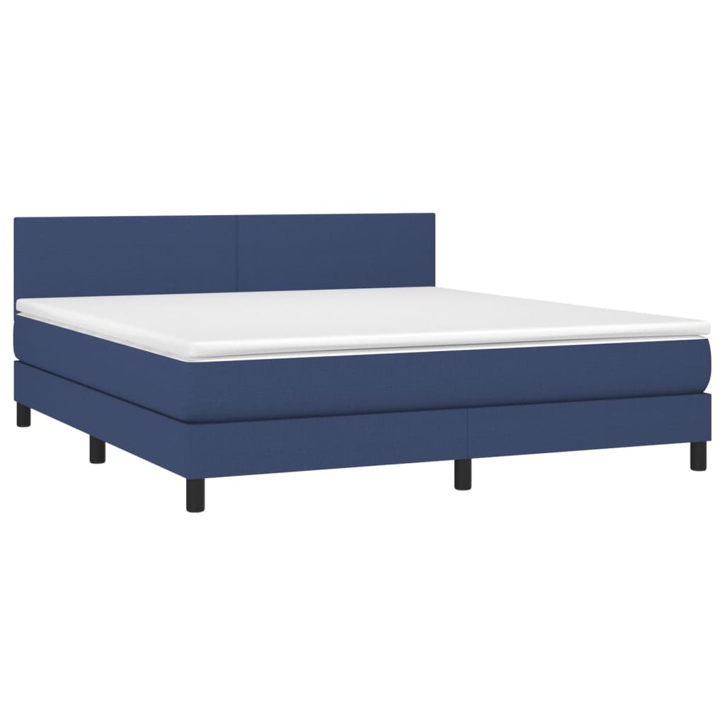 Box spring bed with mattress &amp; LED blue 180x200 cm fabric