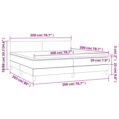 Box spring krevet s madracem i LED svjetlosiva tkanina 200x200 cm