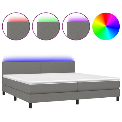 Boxspringbett mit Matratze & LED Dunkelgrau 200x200 cm Stoff