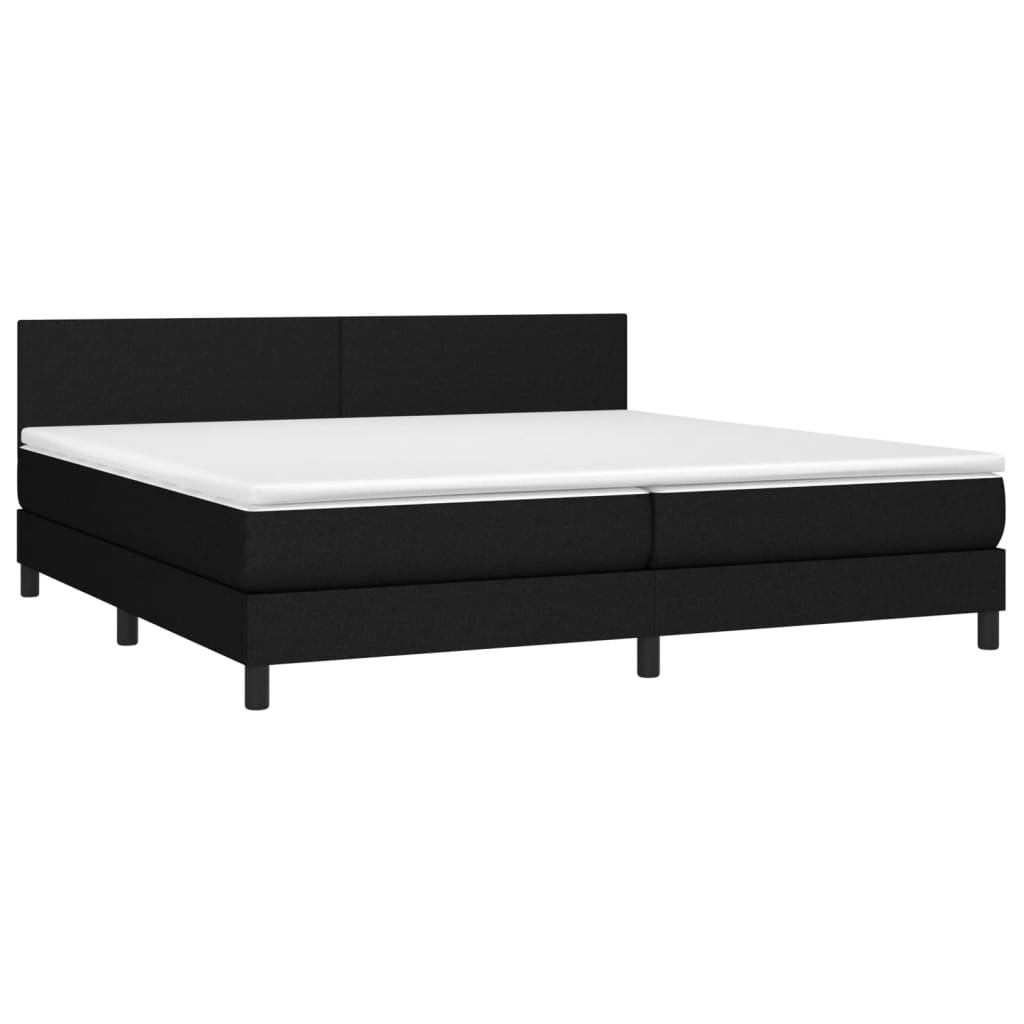 Boxspringbett mit Matratze & LED Schwarz 200x200 cm Stoff