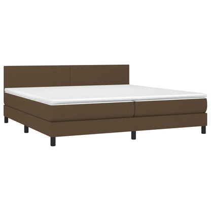 Boxspringbett mit Matratze & LED Dunkelbraun 200x200 cm Stoff