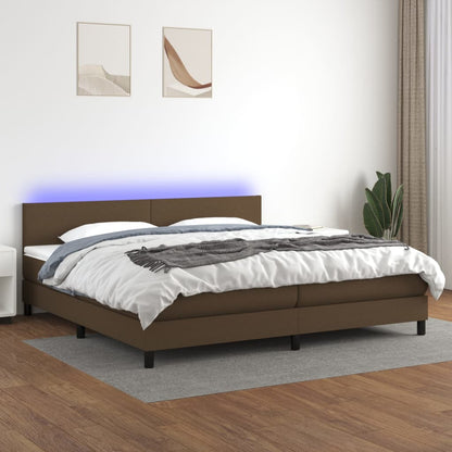 Boxspringbett mit Matratze & LED Dunkelbraun 200x200 cm Stoff