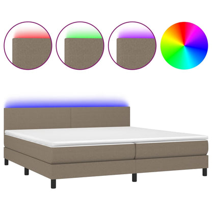 Boxspringbett mit Matratze & LED Taupe 200x200 cm Stoff