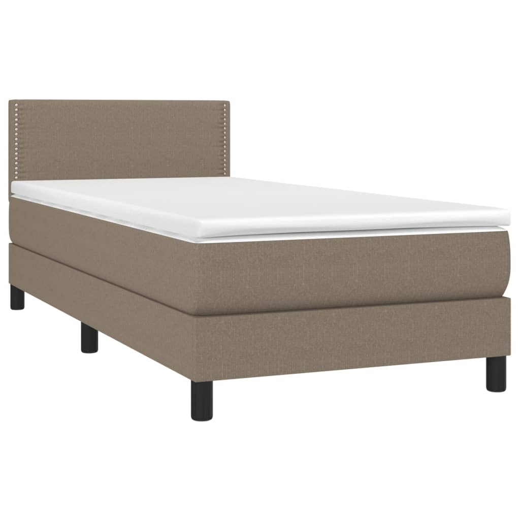 Boxspringbett mit Matratze & LED Taupe 90x200 cm Stoff