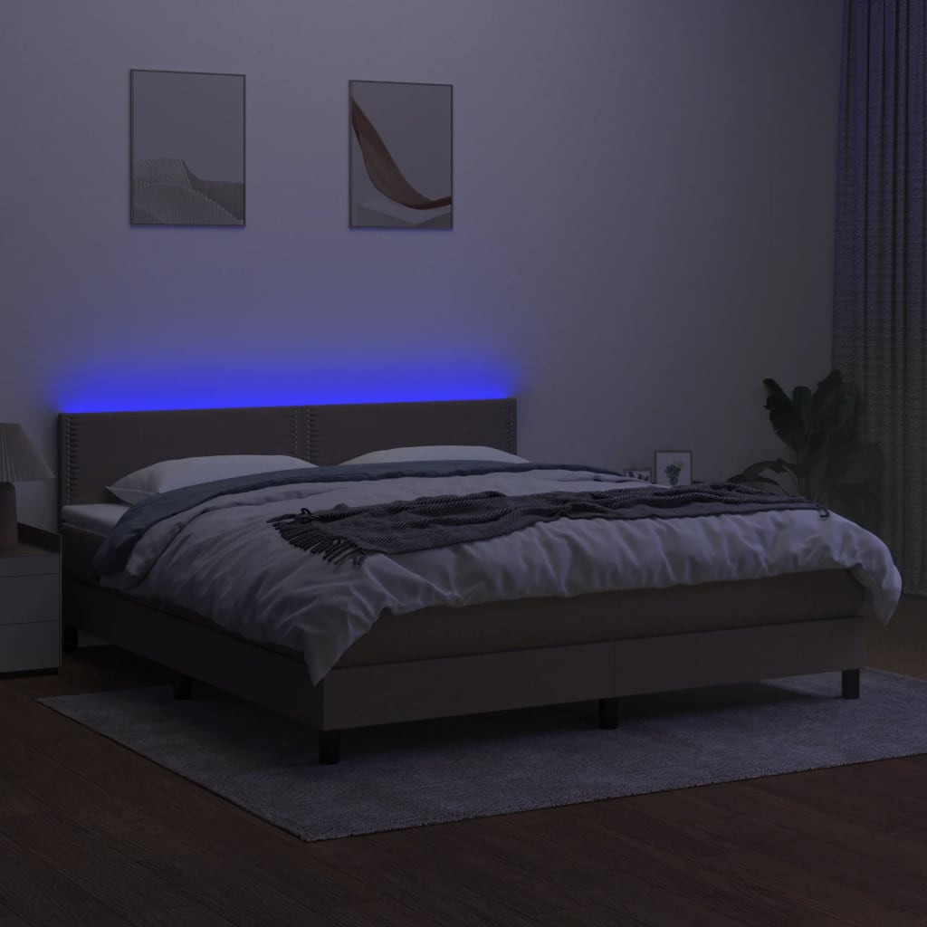 Boxspringbett mit Matratze & LED Taupe 160x200 cm Stoff