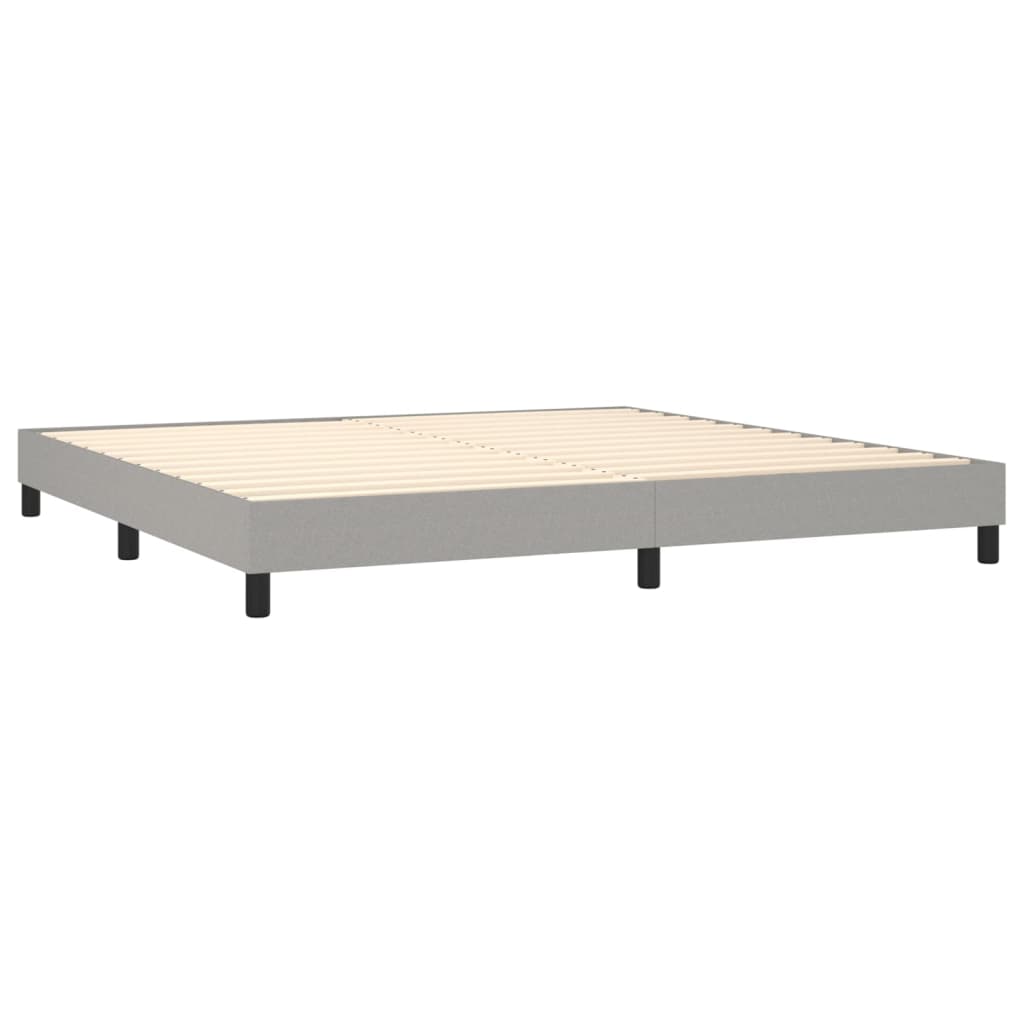 Box spring bed with mattress &amp; LED light grey 200x200 cm fabric