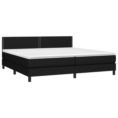 Box spring bed with mattress &amp; LED black 200x200 cm fabric