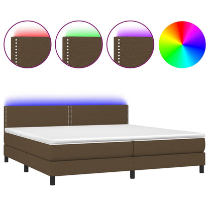 Boxspringbett mit Matratze & LED Dunkelbraun 200x200 cm Stoff