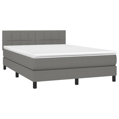 Boxspringbett mit Matratze & LED Dunkelgrau 140x200 cm Stoff