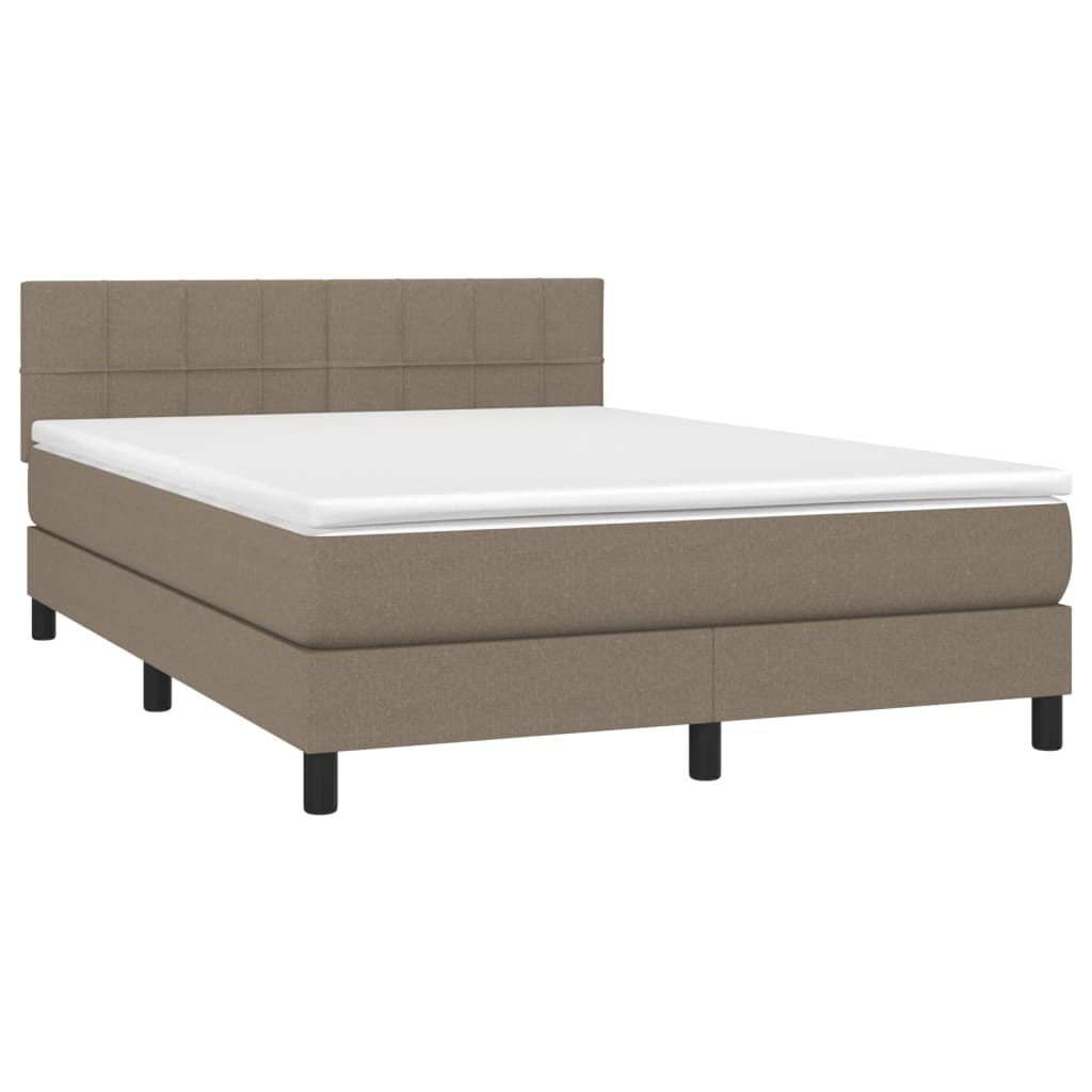 Boxspringbett mit Matratze & LED Taupe 140x200 cm Stoff