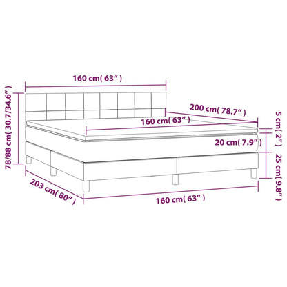 Box spring krevet s madracem i LED svjetlosiva tkanina 160x200 cm