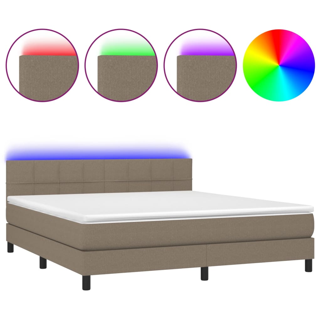 Box spring bed with mattress &amp; LED taupe 160x200 cm fabric