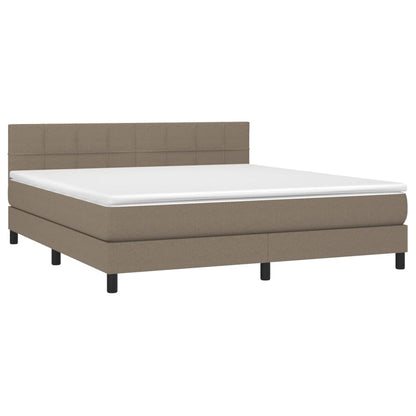 Box spring bed with mattress &amp; LED taupe 160x200 cm fabric