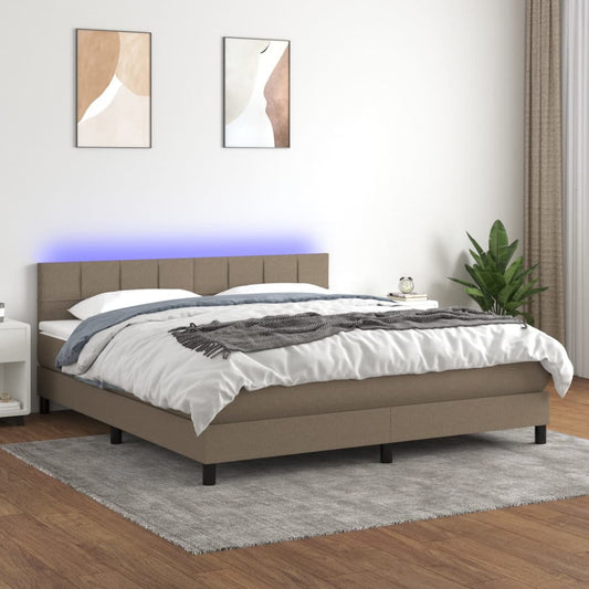 Box spring bed with mattress &amp; LED taupe 160x200 cm fabric