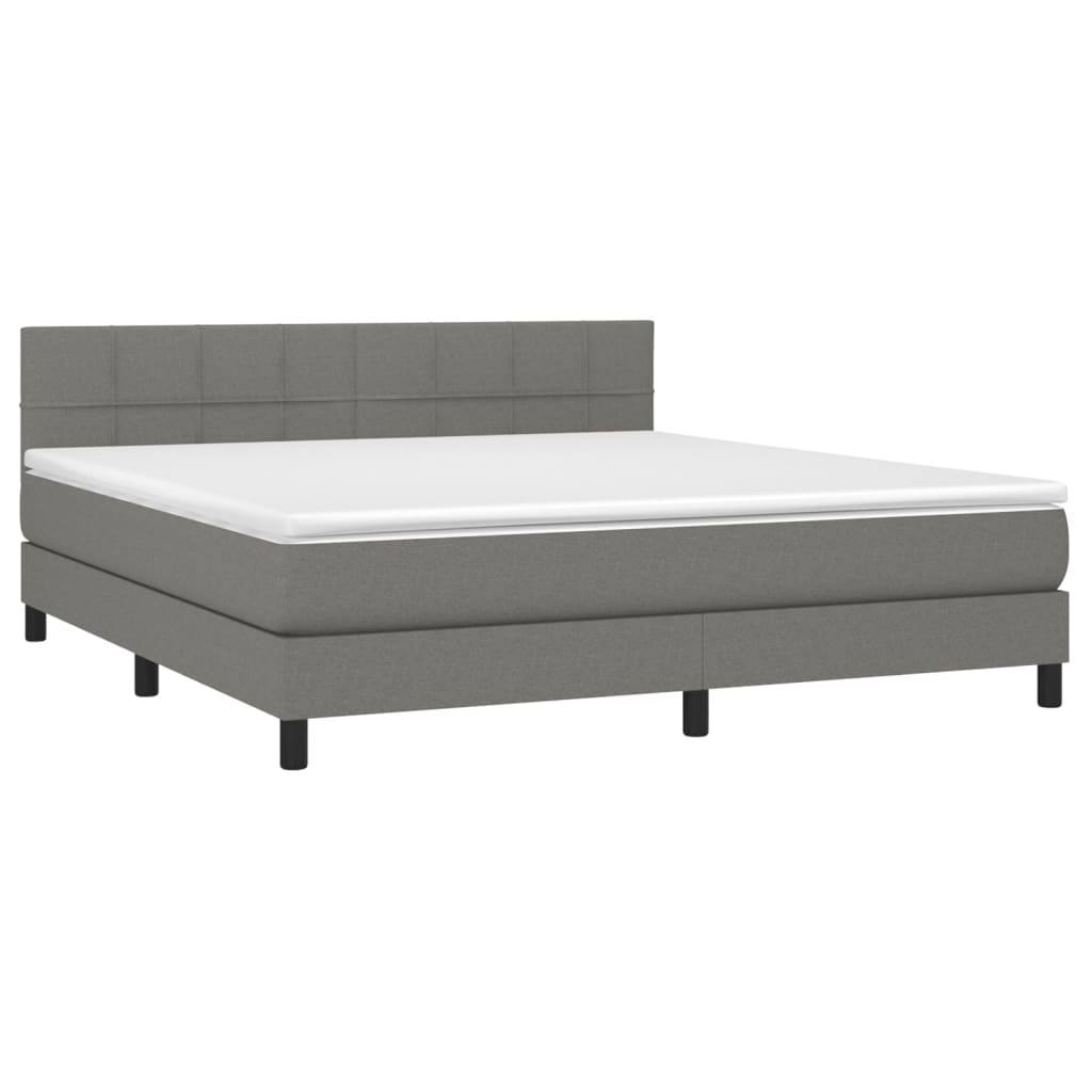 Boxspringbett mit Matratze & LED Dunkelgrau 180x200 cm Stoff