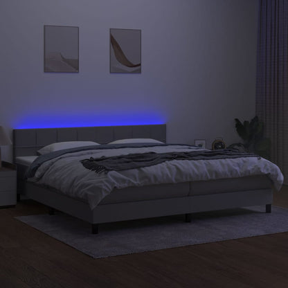 Boxspringbett mit Matratze & LED Hellgrau 200x200 cm Stoff