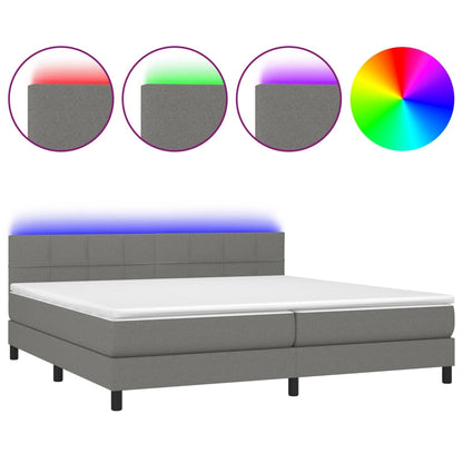 Boxspringbett mit Matratze & LED Dunkelgrau 200x200 cm Stoff