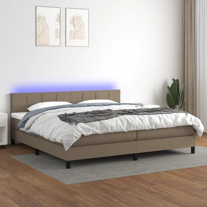 Boxspringbett mit Matratze & LED Taupe 200x200 cm Stoff