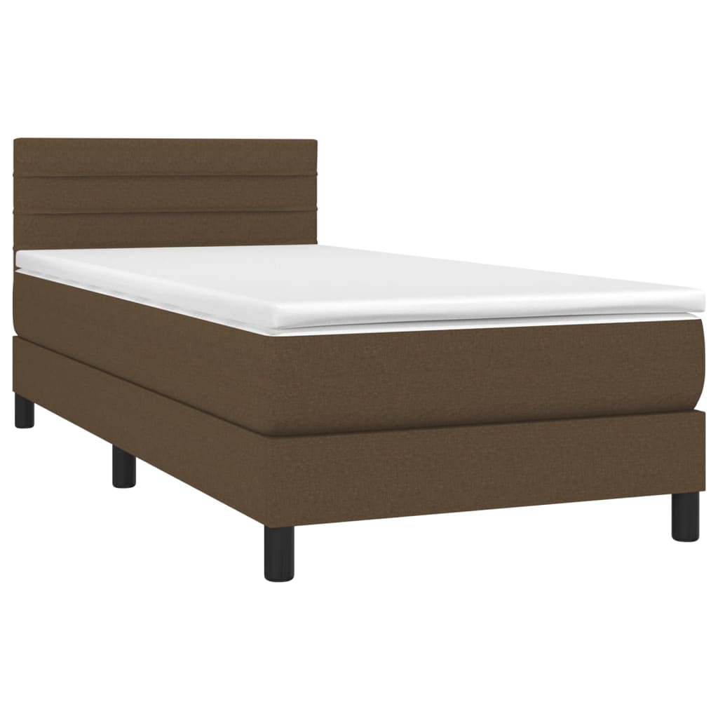 Boxspringbett mit Matratze & LED Dunkelbraun 90x200 cm Stoff