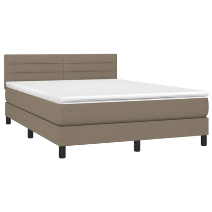 Boxspringbett mit Matratze & LED Taupe 140x200 cm Stoff