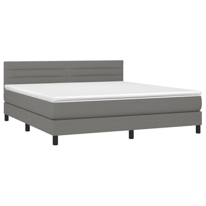 Box spring bed with mattress &amp; LED dark grey 160x200 cm fabric