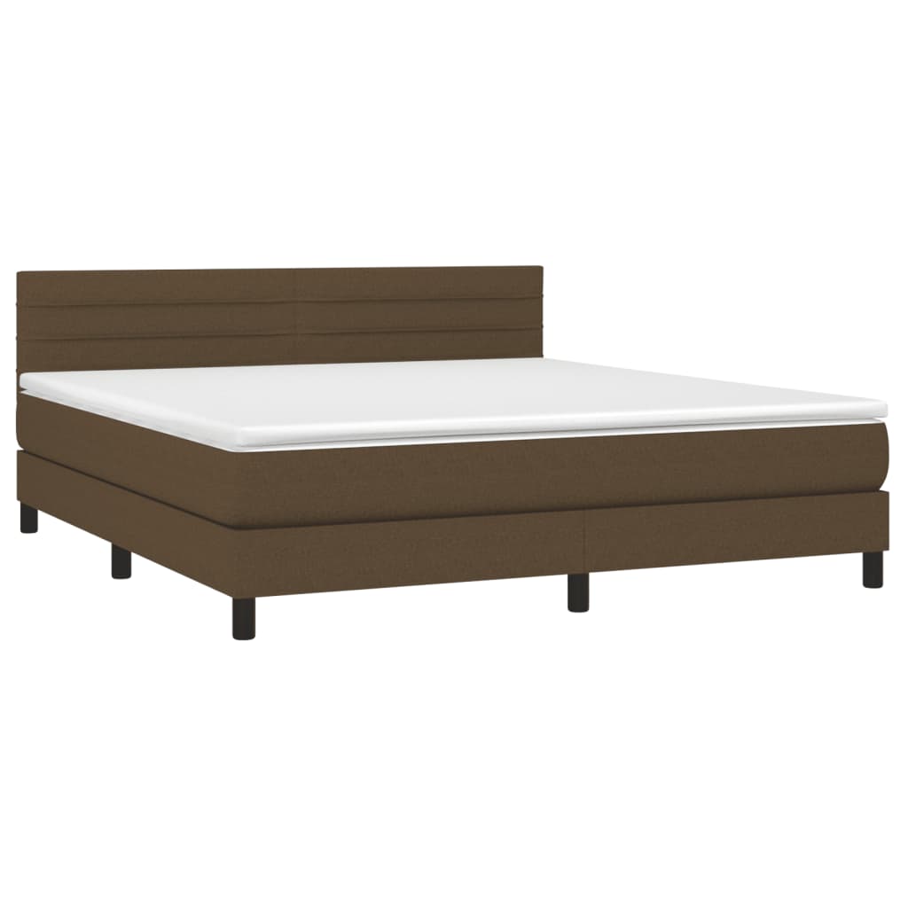 Boxspringbett mit Matratze & LED Dunkelbraun 160x200 cm Stoff