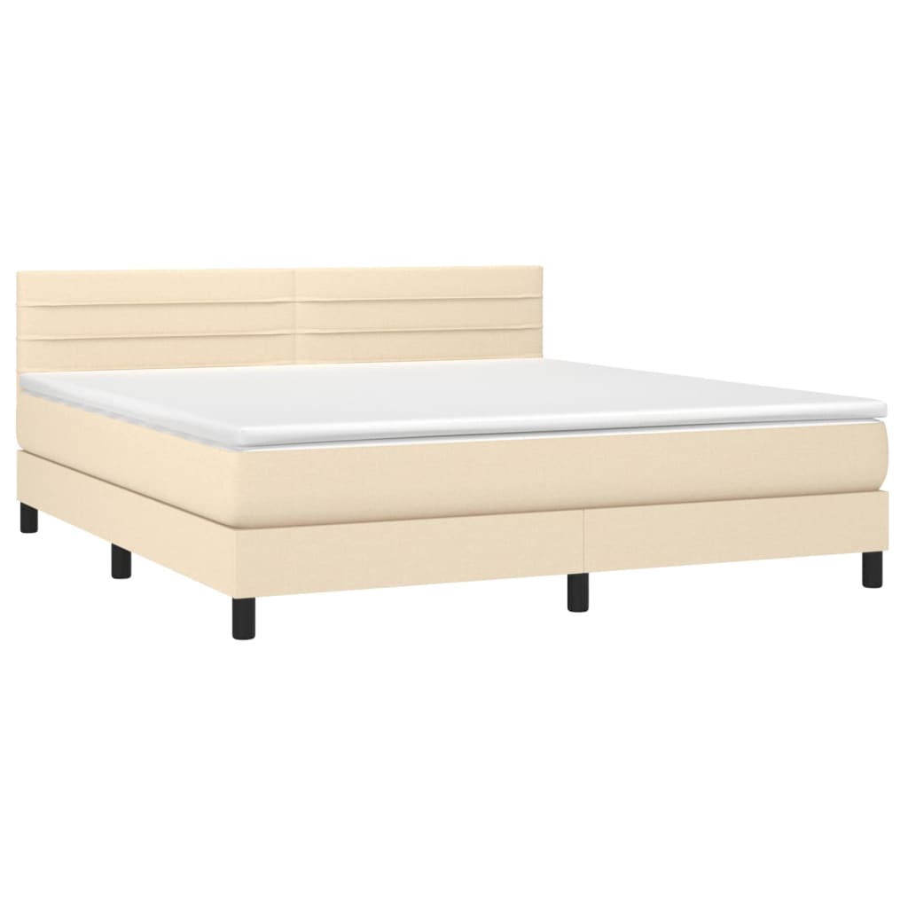 Boxspringbett mit Matratze & LED Creme 160x200 cm Stoff