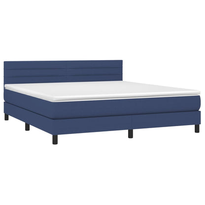 Boxspringbett mit Matratze & LED Blau 160x200 cm Stoff