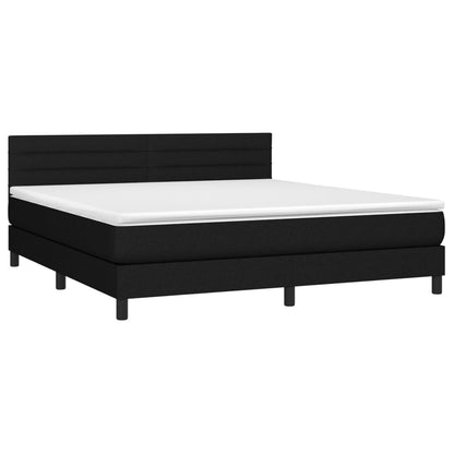 Boxspringbett mit Matratze & LED Schwarz 180x200 cm Stoff