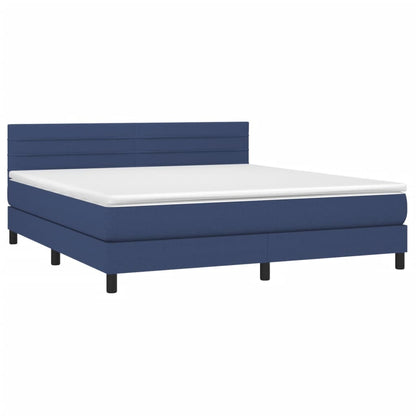 Boxspringbett mit Matratze & LED Blau 180x200 cm Stoff