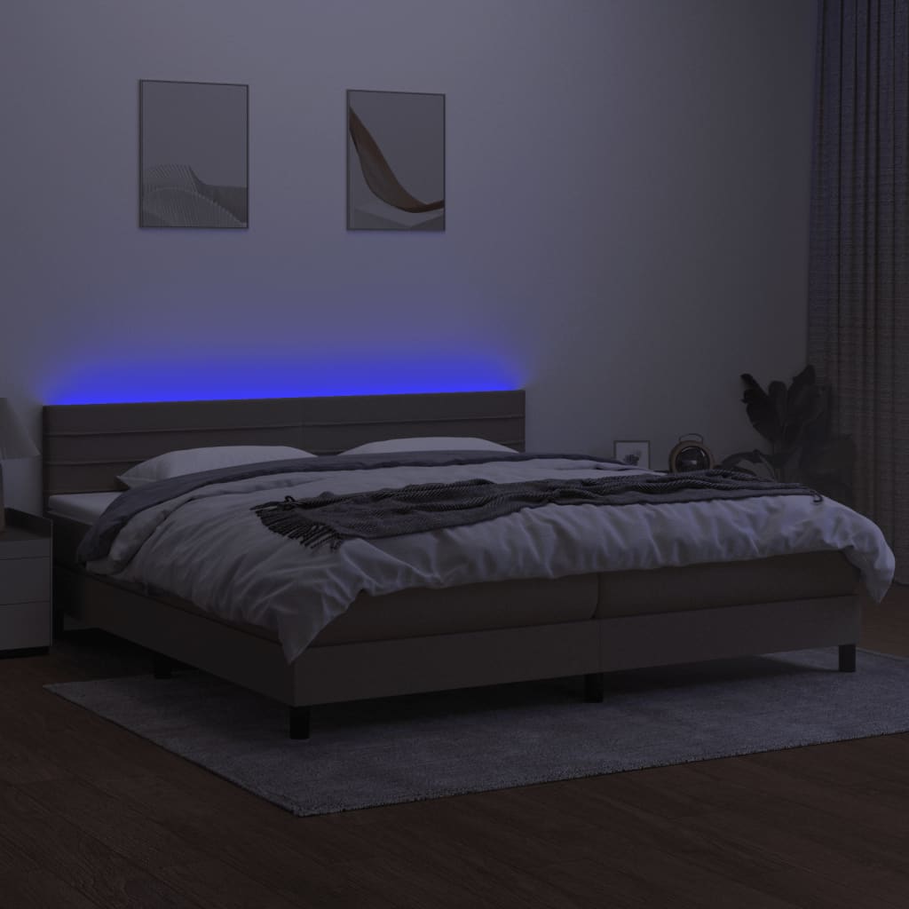 Boxspringbett mit Matratze & LED Taupe 200x200 cm Stoff