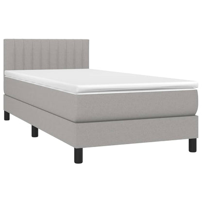 Boxspringbett mit Matratze & LED Hellgrau 90x200 cm Stoff