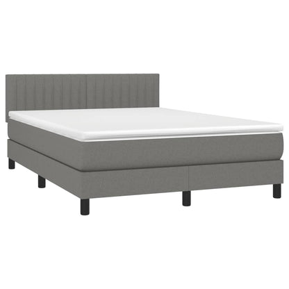 Box spring bed with mattress &amp; LED dark grey 140x200 cm fabric