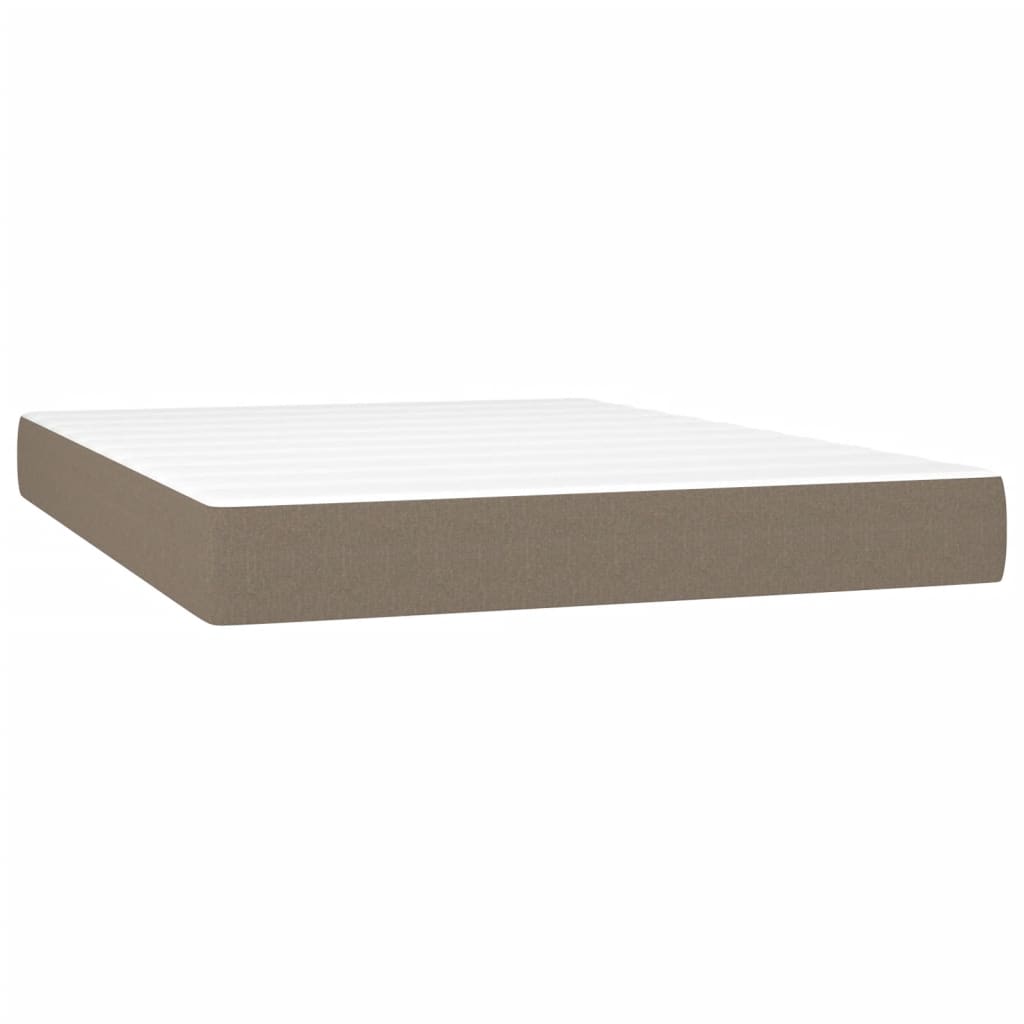 Box spring krevet s madracem i LED taupe tkaninom 140x200 cm