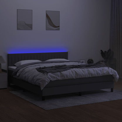 Boxspringbett mit Matratze & LED Dunkelgrau 160x200 cm Stoff