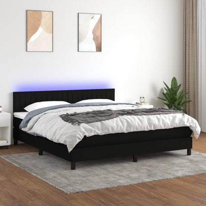 Boxspringbett mit Matratze & LED Schwarz 160x200 cm Stoff