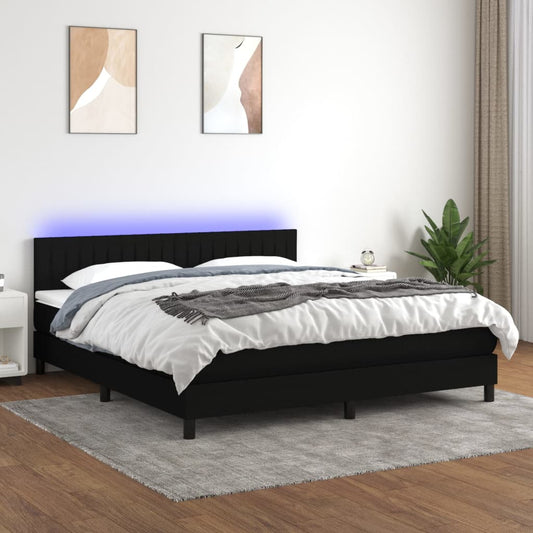 Boxspringbett mit Matratze & LED Schwarz 180x200 cm Stoff