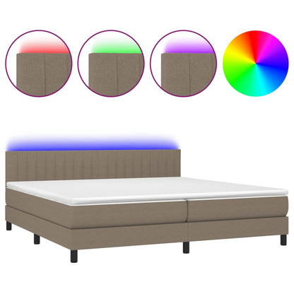 Boxspringbett mit Matratze & LED Taupe 200x200 cm Stoff