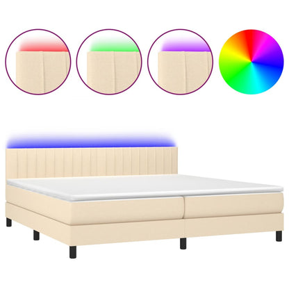 Boxspringbett mit Matratze & LED Creme 200x200 cm Stoff